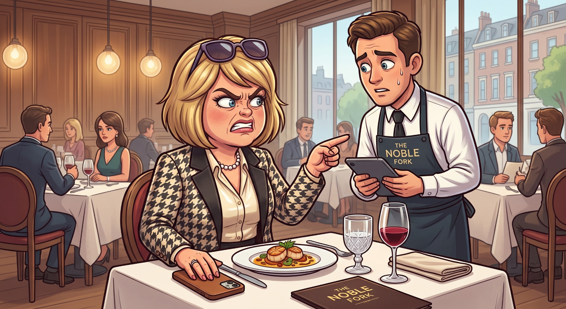 Karen complaining to a waiter